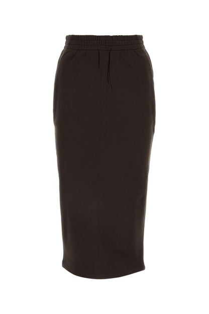 Prada Woman Dark Brown Cotton Skirt