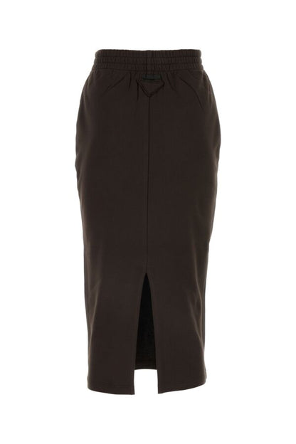 Prada Woman Dark Brown Cotton Skirt