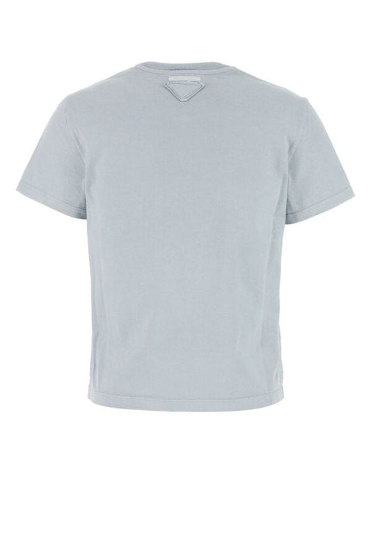 Prada Woman Pastel Light Blue Cotton T-Shirt