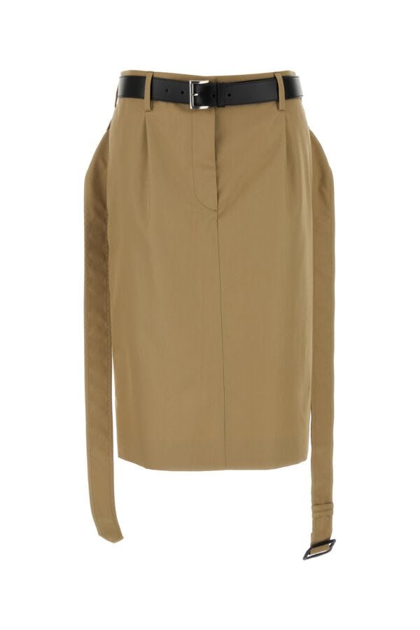 Prada Woman Khaki Twill Skirt