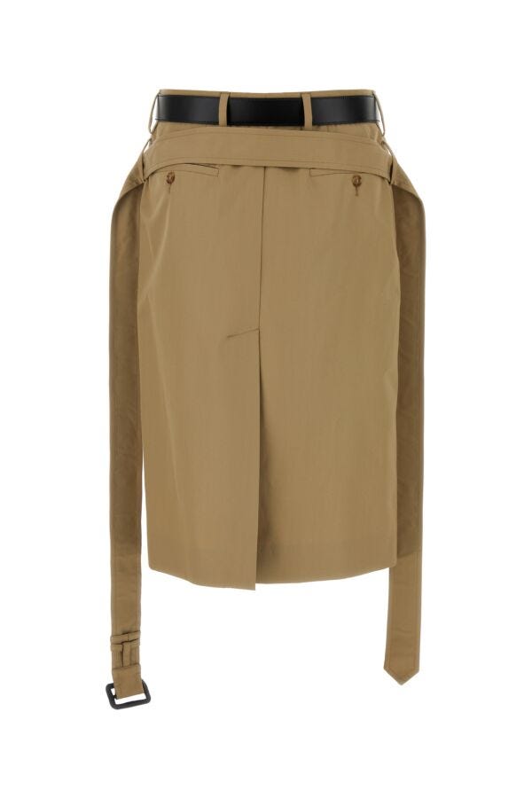 Prada Woman Khaki Twill Skirt