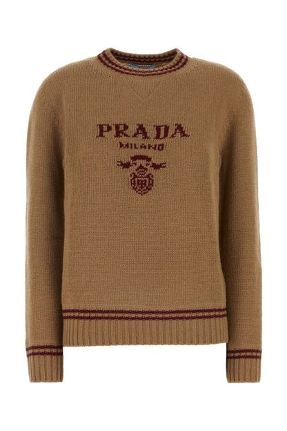 Prada Woman Biscuit Virgin Wool Blend Sweater