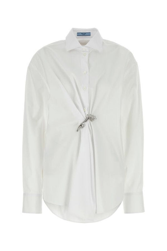 Prada Woman White Poplin Shirt