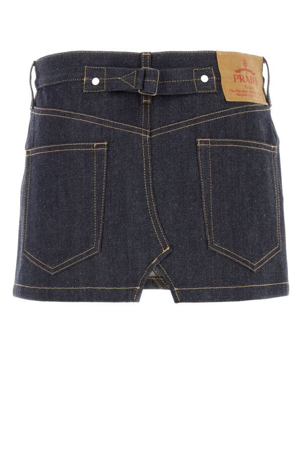 Prada Woman Dark Blue Denim Mini Skirt