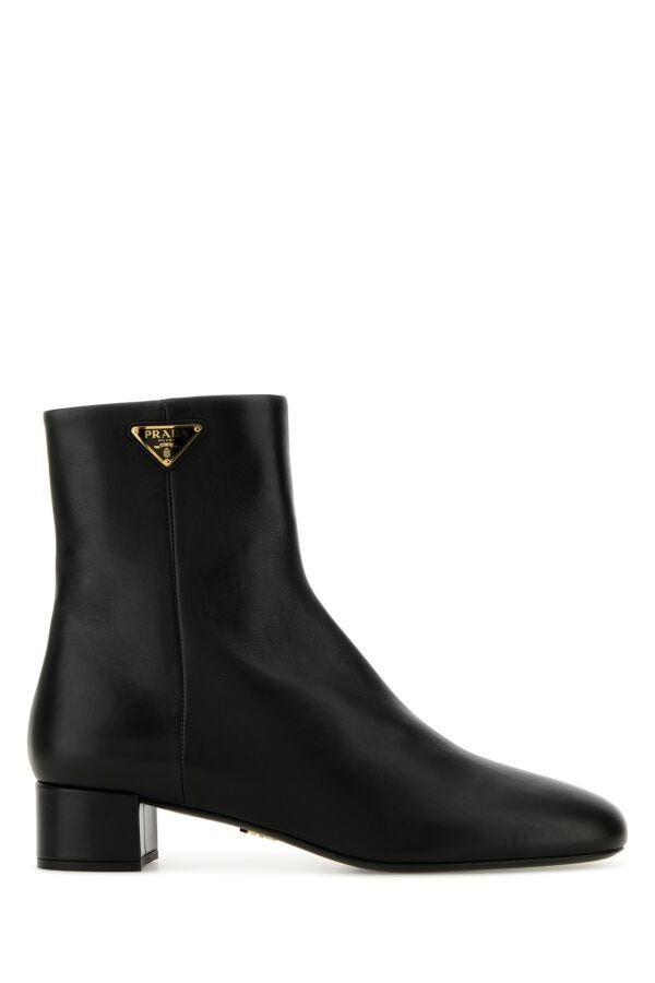 Prada Woman Black Leather Ankle Boots