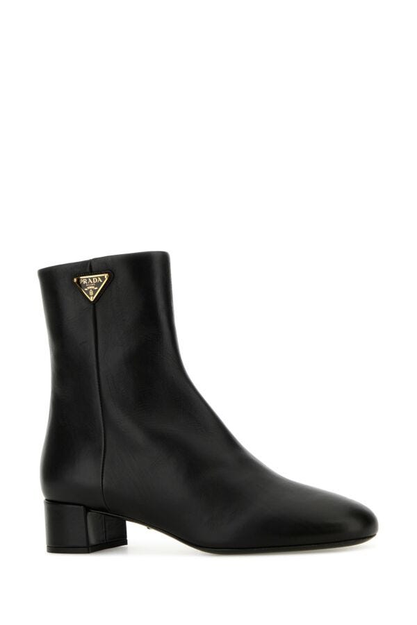 Prada Woman Black Leather Ankle Boots