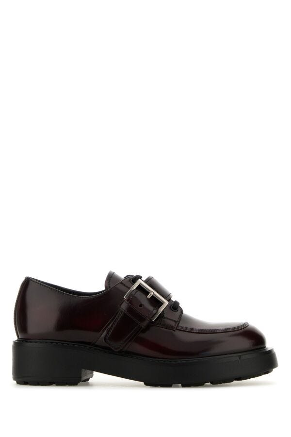 Prada Woman Grape Leather Diapason Lace-Up Shoes