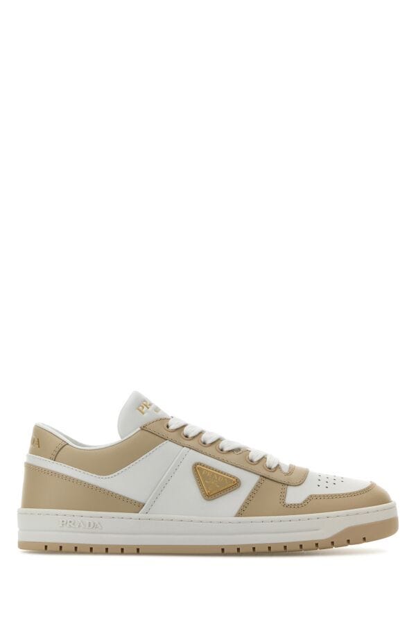 Prada Woman Two-Tone Leather Downtown Sneakers