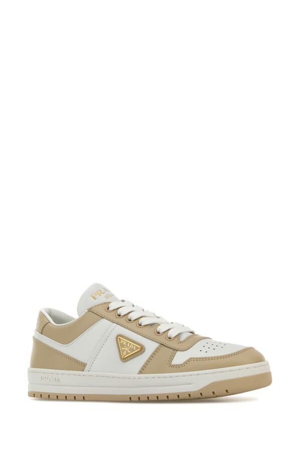 Prada Woman Two-Tone Leather Downtown Sneakers