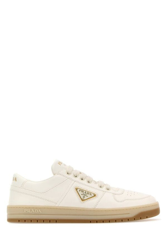 Prada Woman Ivory Nappa Leather Downtown Sneakers