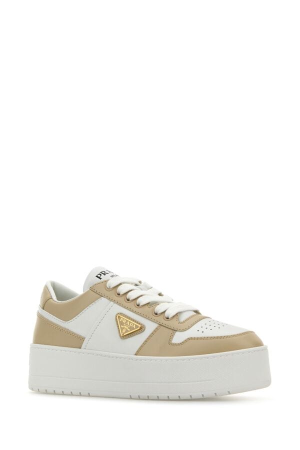 Prada Woman Two-Tone Leather Downtown Sneakers