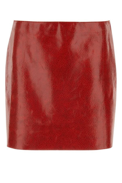 Prada Woman Red Leather Mini Skirt