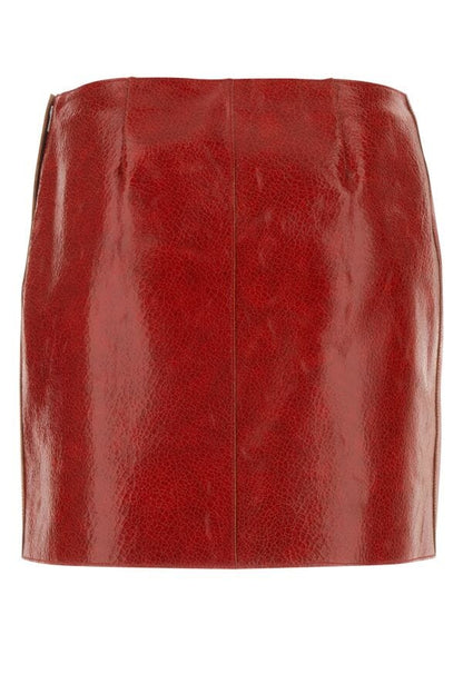 Prada Woman Red Leather Mini Skirt