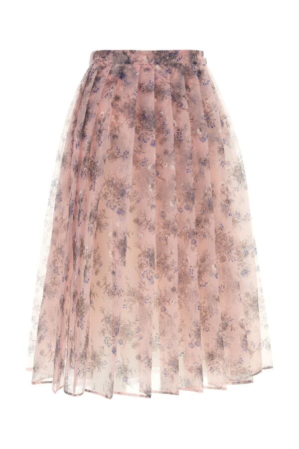 Prada Woman Printed Organza Skirt