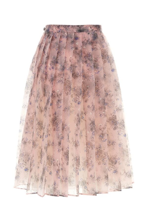 Prada Woman Printed Organza Skirt