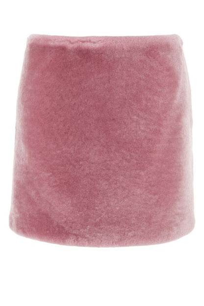 Prada Woman Pink Shearling Skirt