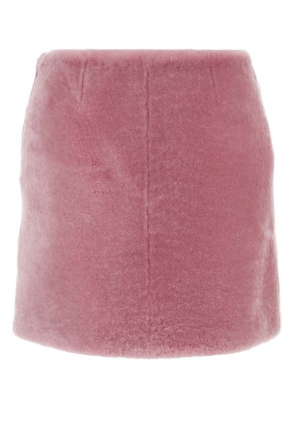 Prada Woman Pink Shearling Skirt