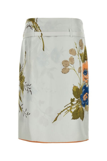 Prada Woman Printed Silk Skirt