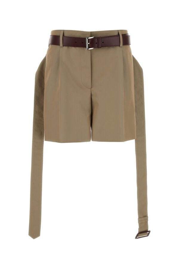 Prada Woman Khaki Twill Shorts