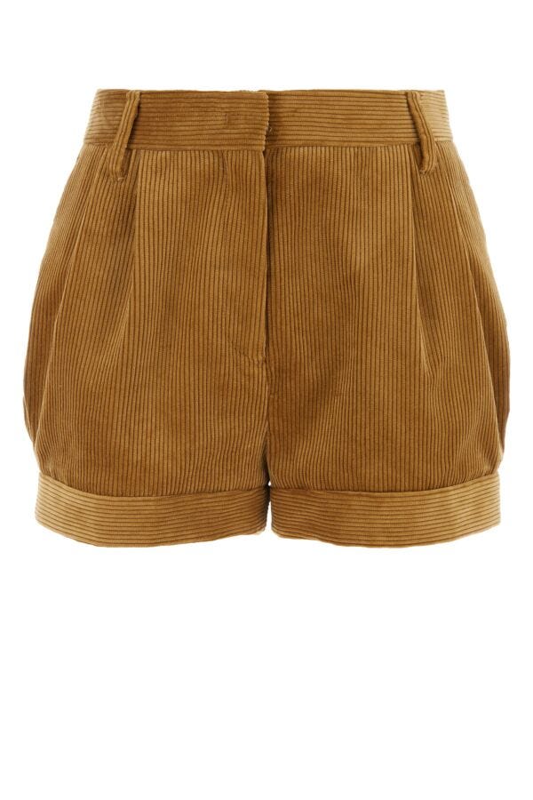 Prada Woman Ochre Corduroy Shorts