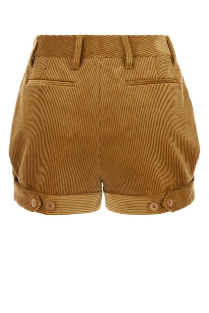 Prada Woman Ochre Corduroy Shorts