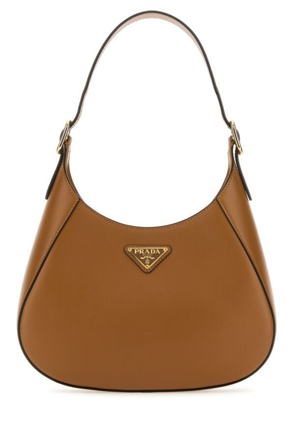 Prada Woman Caramel Leather Shoulder Bag