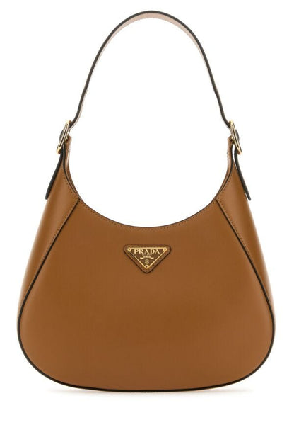 Prada Woman Caramel Leather Shoulder Bag