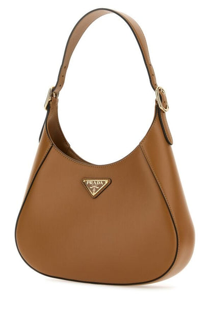 Prada Woman Caramel Leather Shoulder Bag