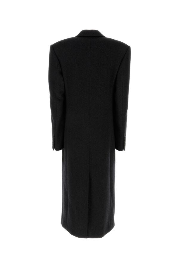 Saint Laurent Woman Slate Wool And Cashmere Coat