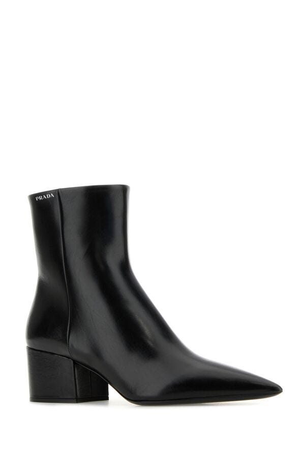 Prada Woman Black Leather Ankle Boots