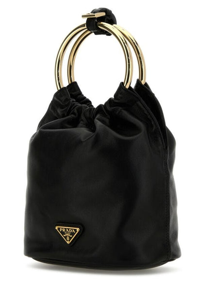 Prada Woman Black Nappa Leather Mini Bucket Bag