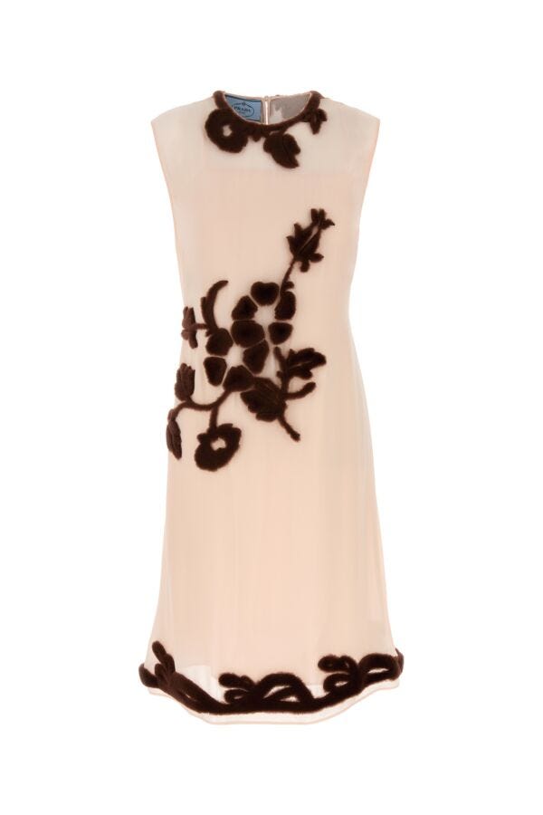 Prada Woman Ivory Georgette Dress