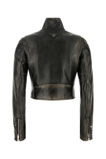 Prada Woman Black Leather Jacket