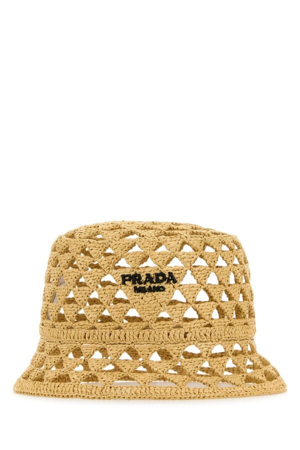 Prada Woman Raffia Bucket Hat