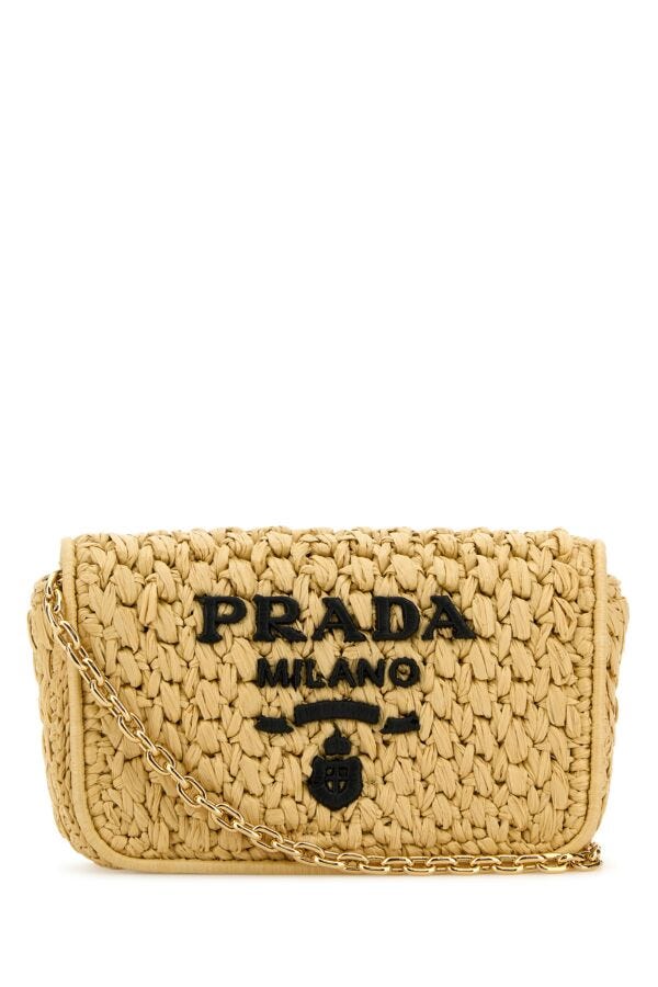 Prada Woman Raffia Crossbody Bag