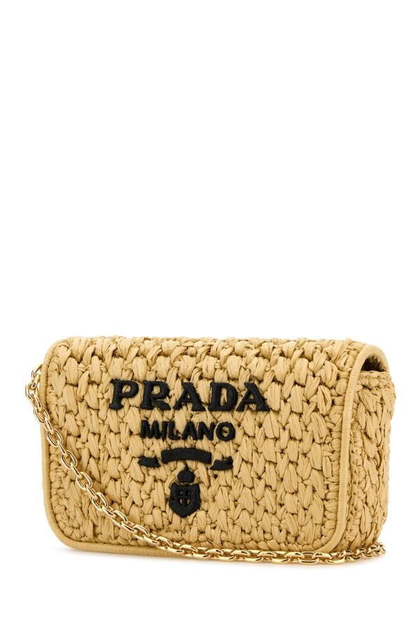 Prada Woman Raffia Crossbody Bag