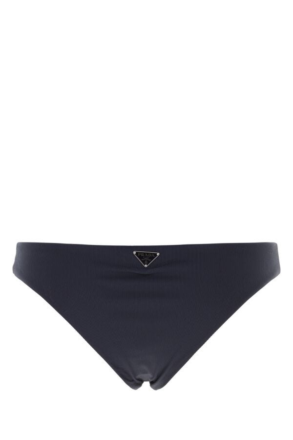 Prada Woman Navy Blue Stretch Nylon Bikini Bottom