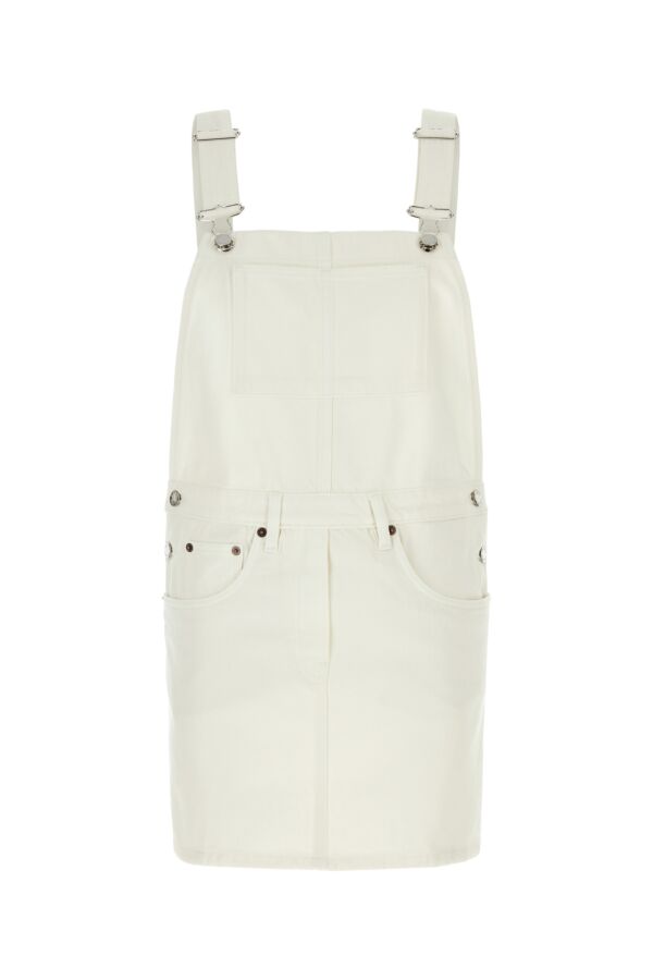 Prada Woman White Denim Dungarees Dress