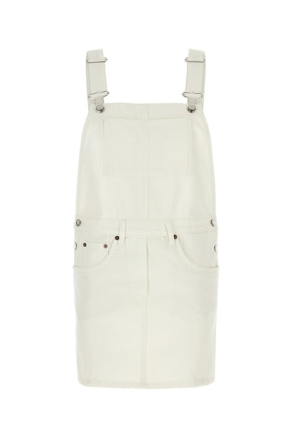 Prada Woman White Denim Dungarees Dress