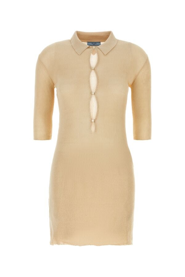 Prada Woman Sand Cotton Polo Dress