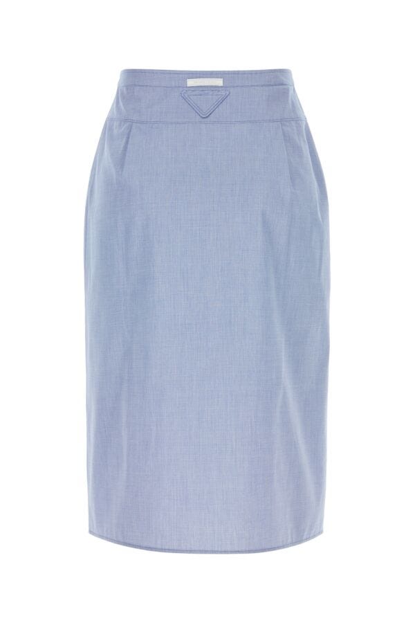 Prada Woman Light Blue Cotton Skirt