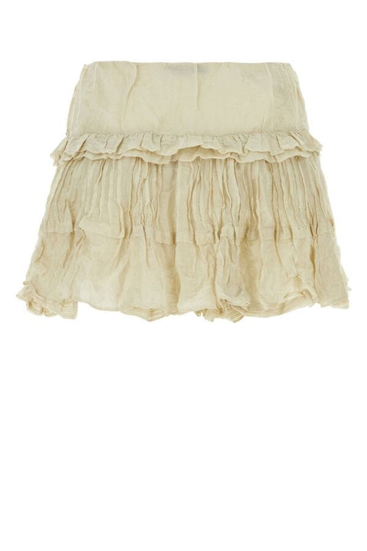 Prada Woman Sand Cotton Blend Mini Skirt