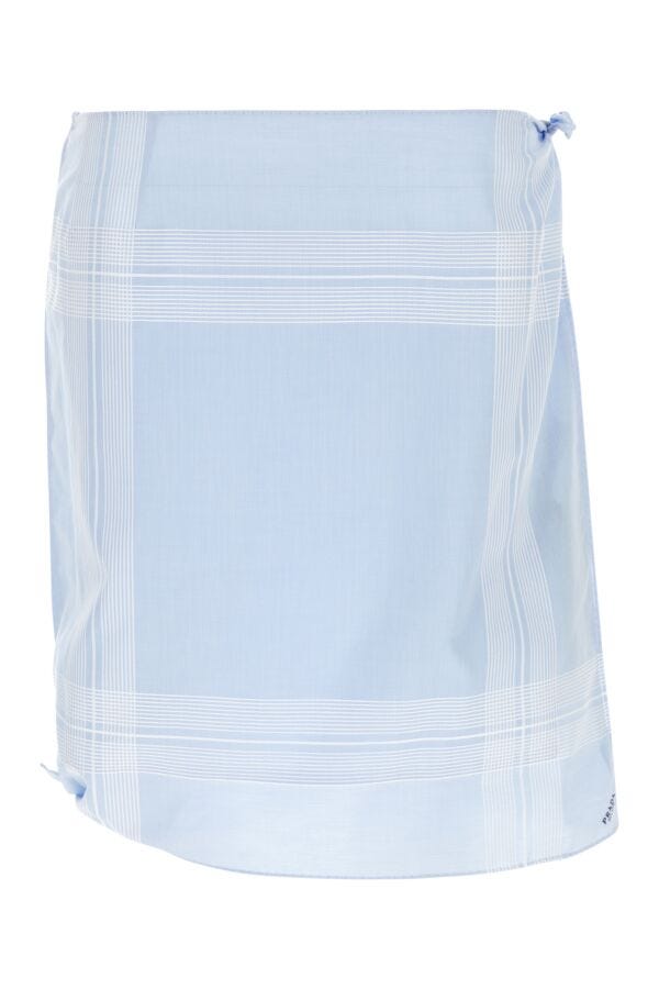 Prada Woman Light Blue Cotton Skirt