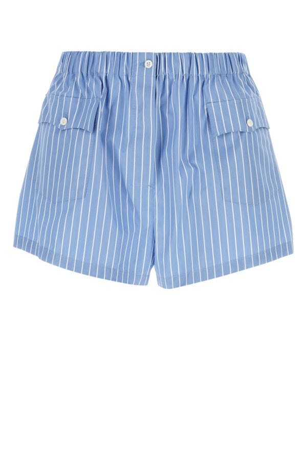 Prada Woman Embroidered Poplin Shorts