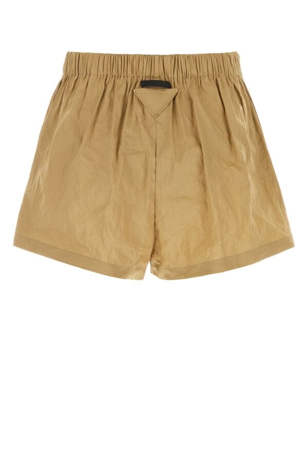 Prada Woman Camel Stretch Cotton Blend Shorts