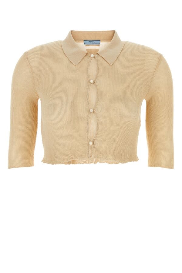 Prada Woman Sand Cotton Cardigan