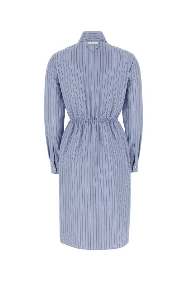 Prada Woman Embroidered Chambray Shirt Dress