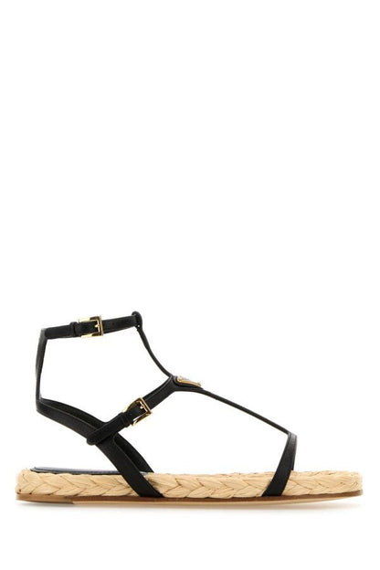 Prada Woman Black Leather Sandals