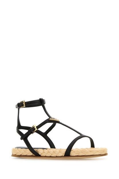 Prada Woman Black Leather Sandals