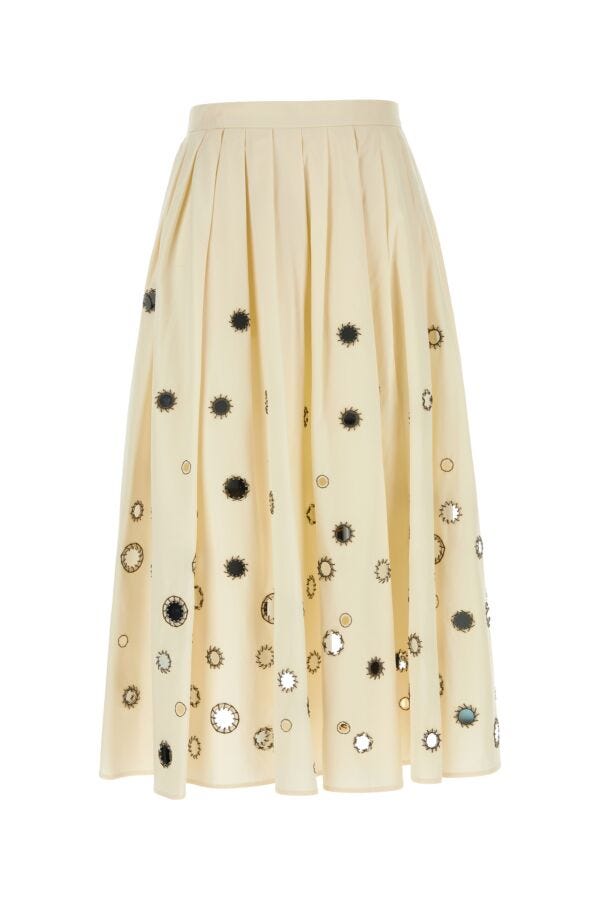 Prada Woman Cream Cotton Skirt